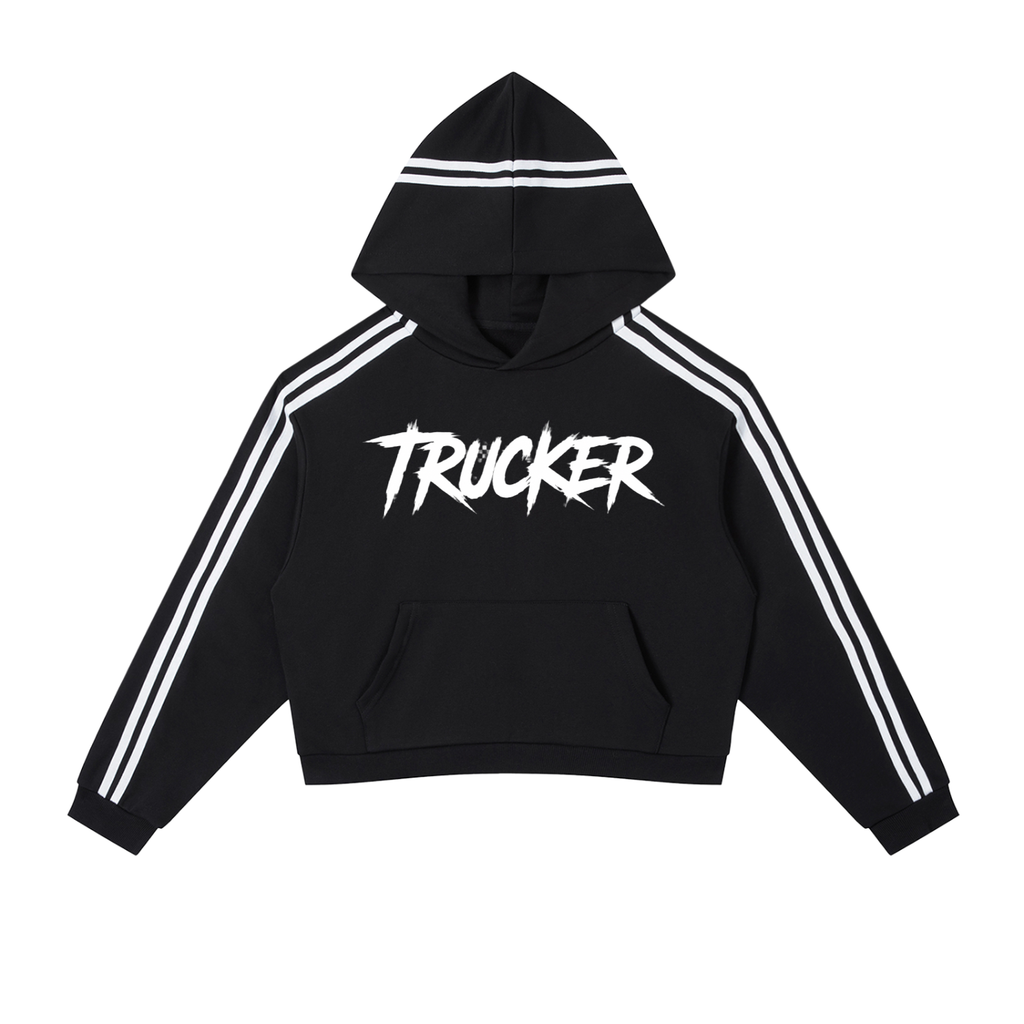 Contrast Side Stripe Cropped Hoodie