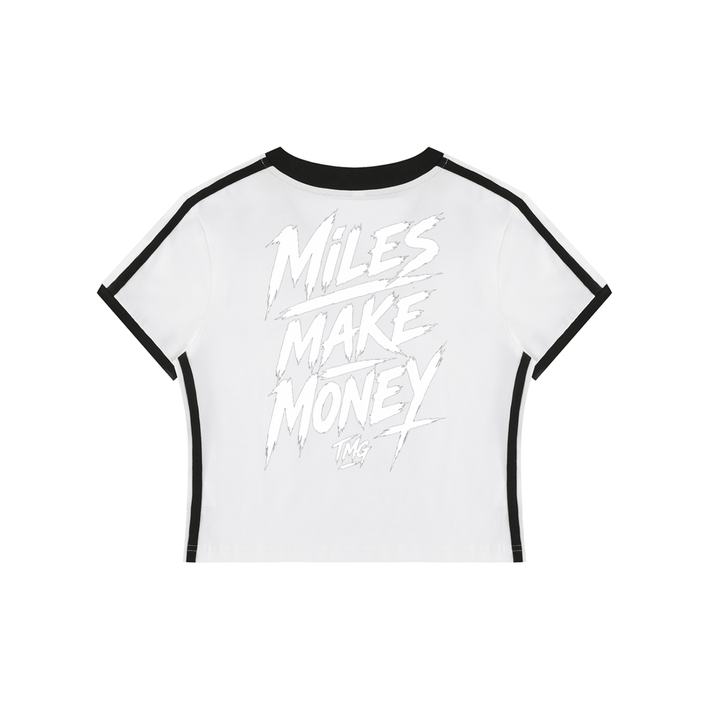 Women's Retro Binding V-Neck Crop T-Shirt
