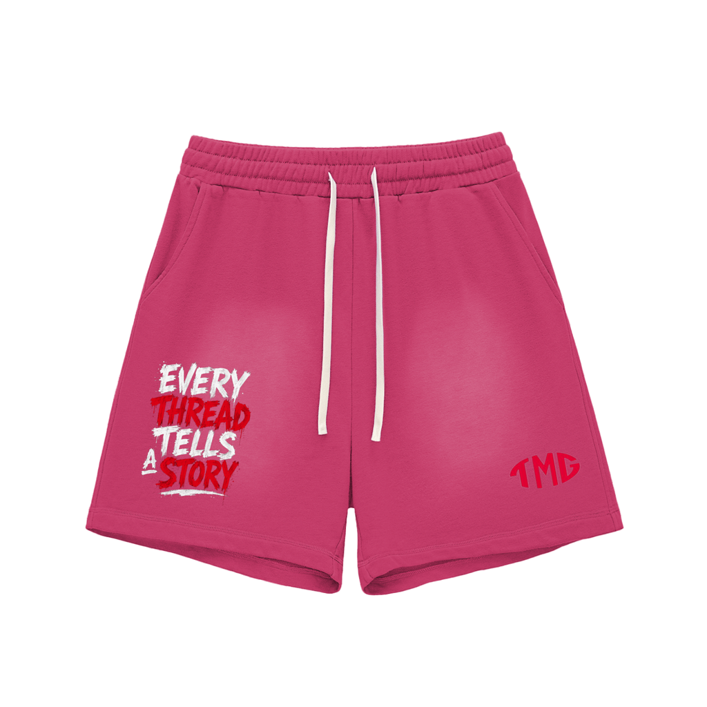 Sun Fade Raw Edge Cotton Shorts