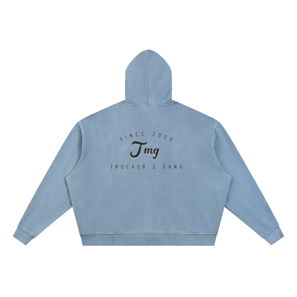 Unisex Vintage Wash Full Zip Boxy Hoodie