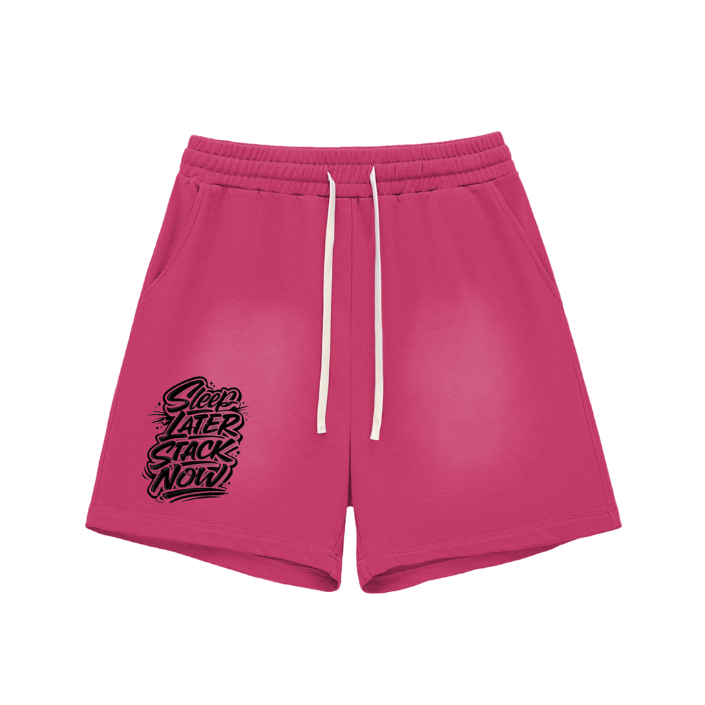Sun Fade Raw Edge Cotton Shorts