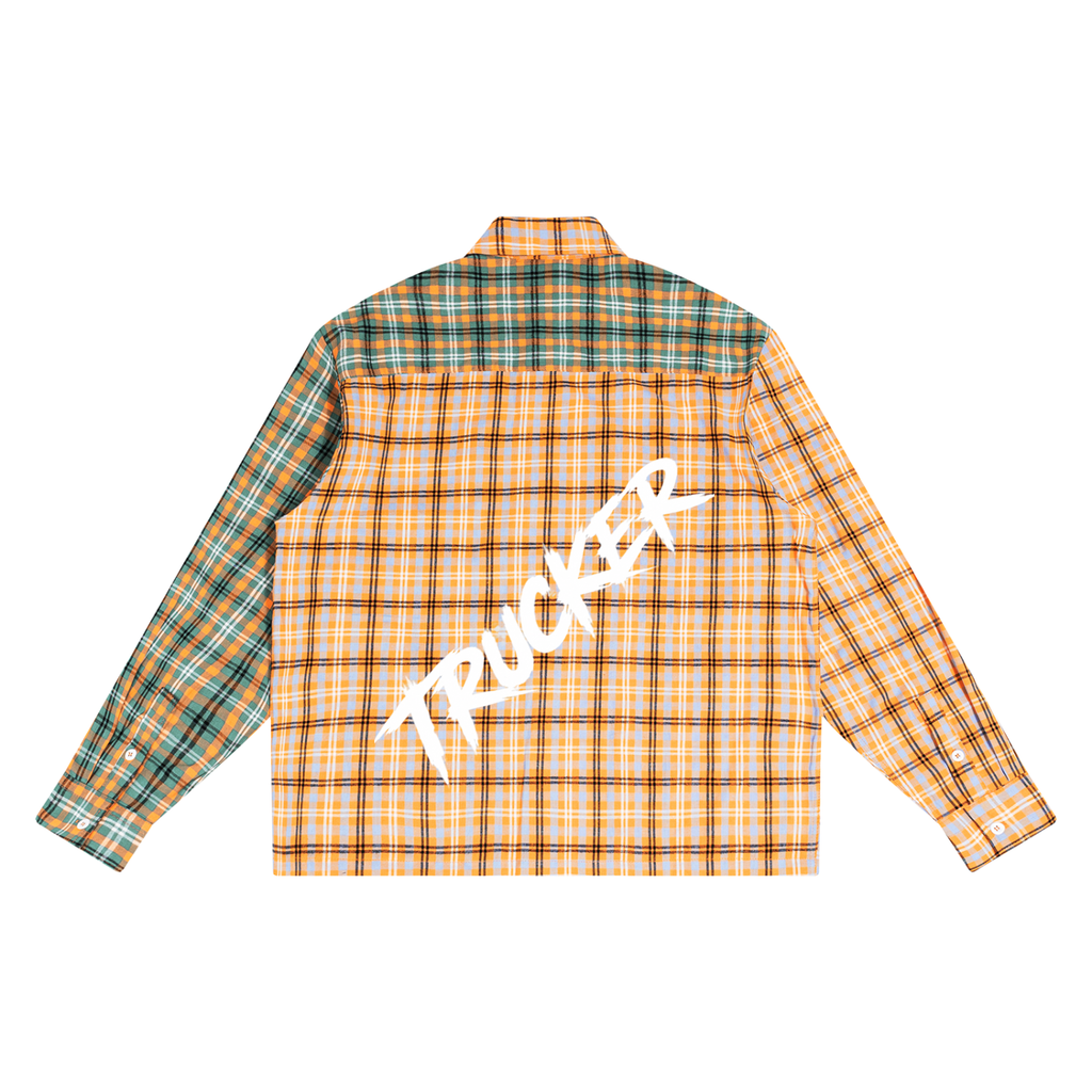 Unisex Oversized Plaid Color Block Shirt