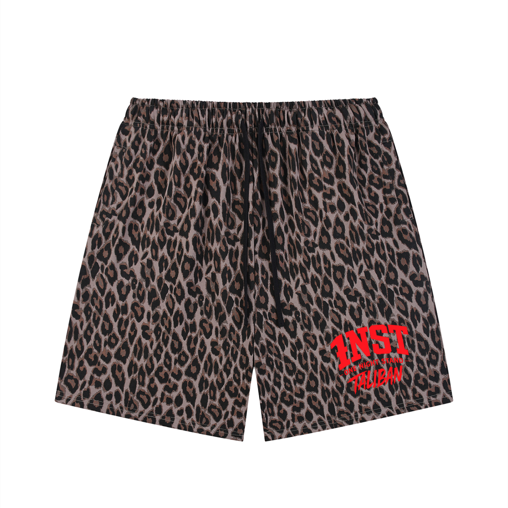 Unisex Heavyweight Leopard Drawstring Shorts