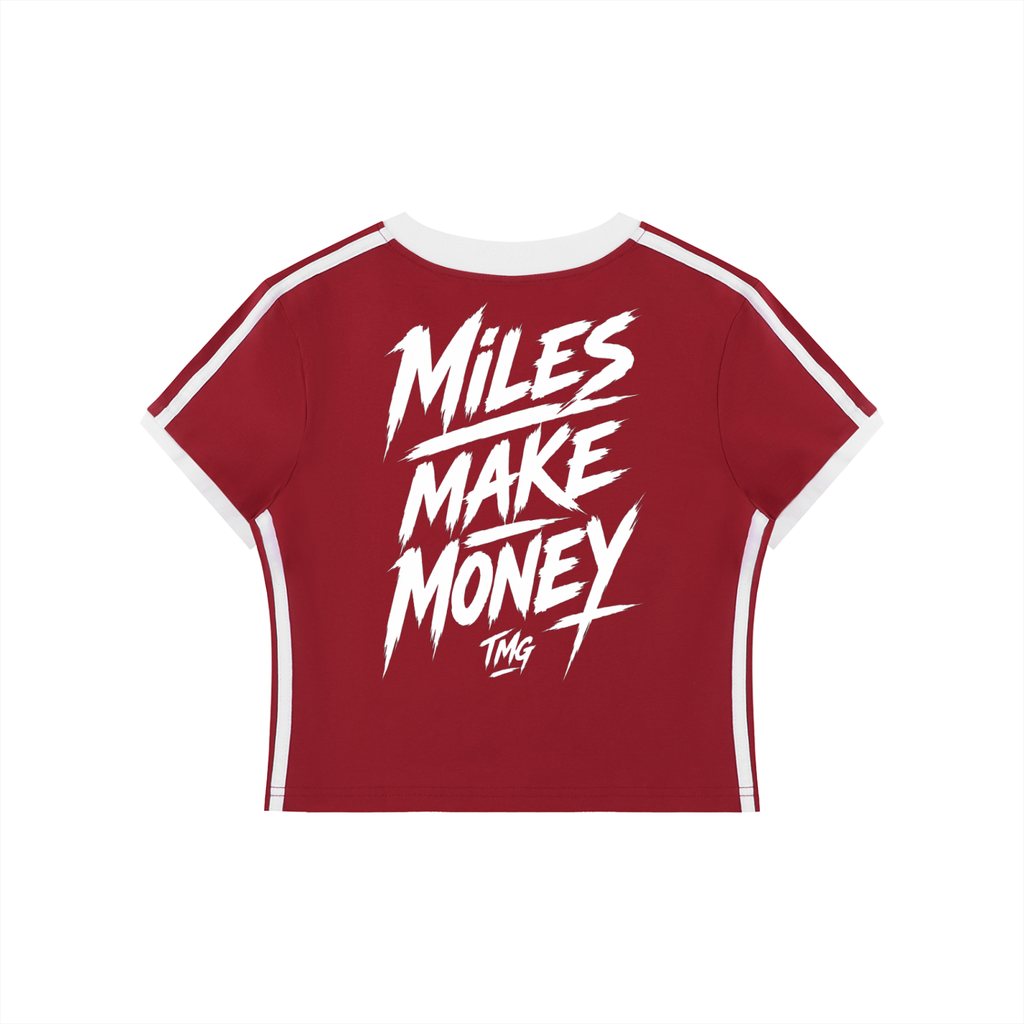 Women's Retro Binding V-Neck Crop T-Shirt