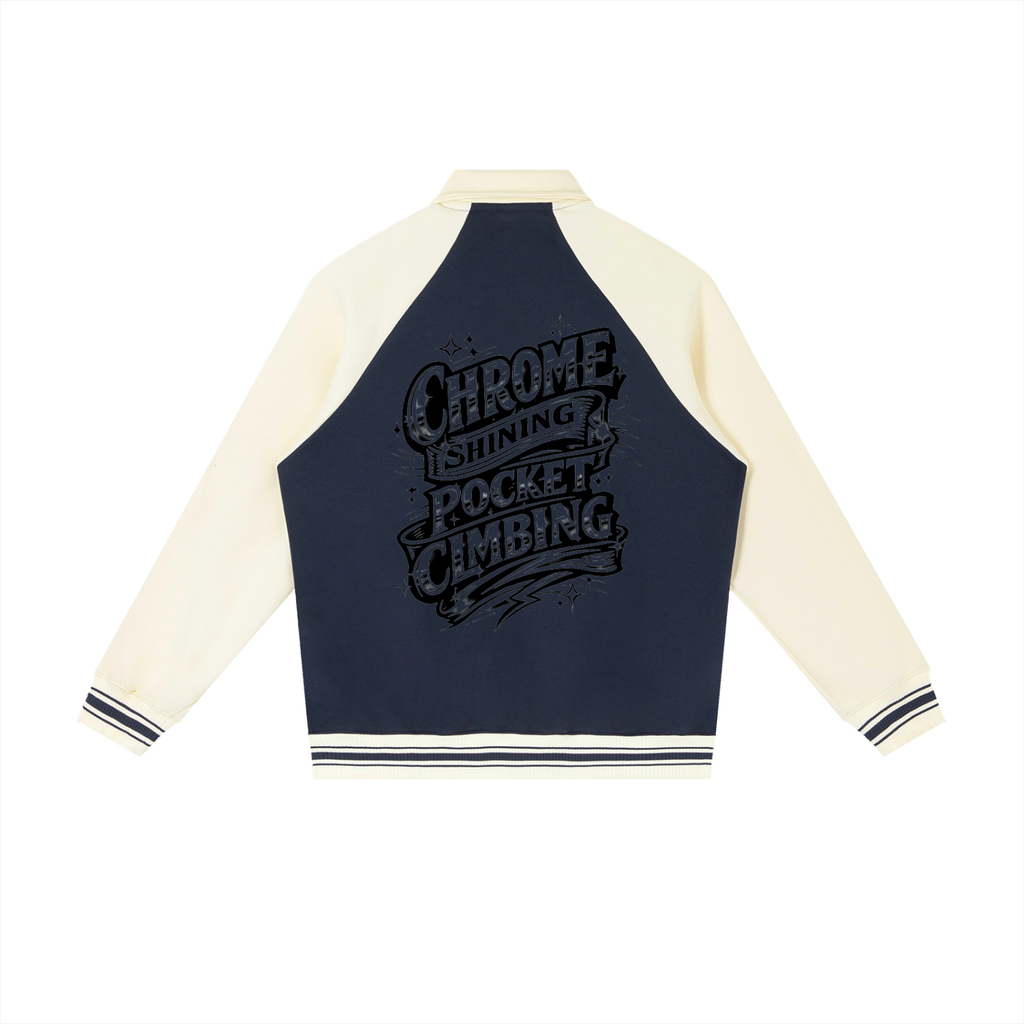 Contrast Raglan Sleeve Baseball Jacket