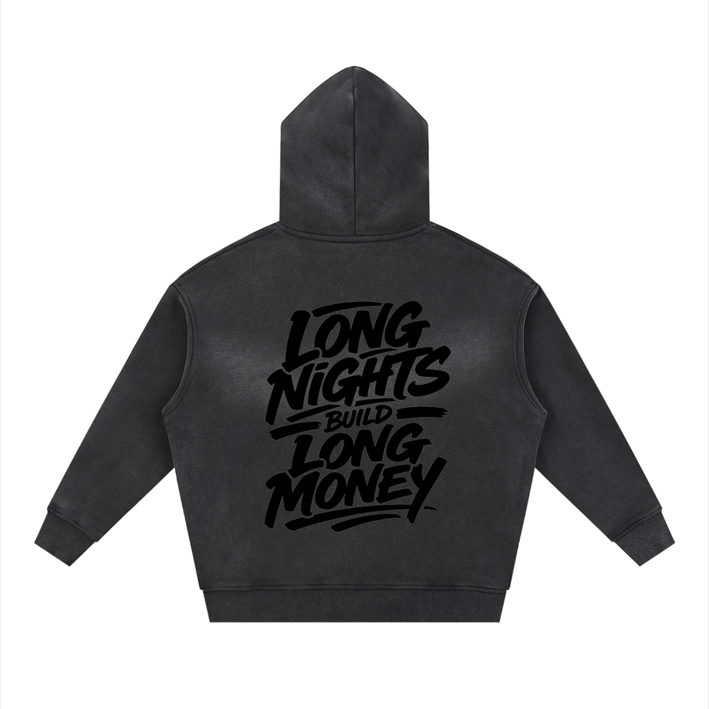 Sunfade Two-way Zipper Boxy Fleece Hoodie