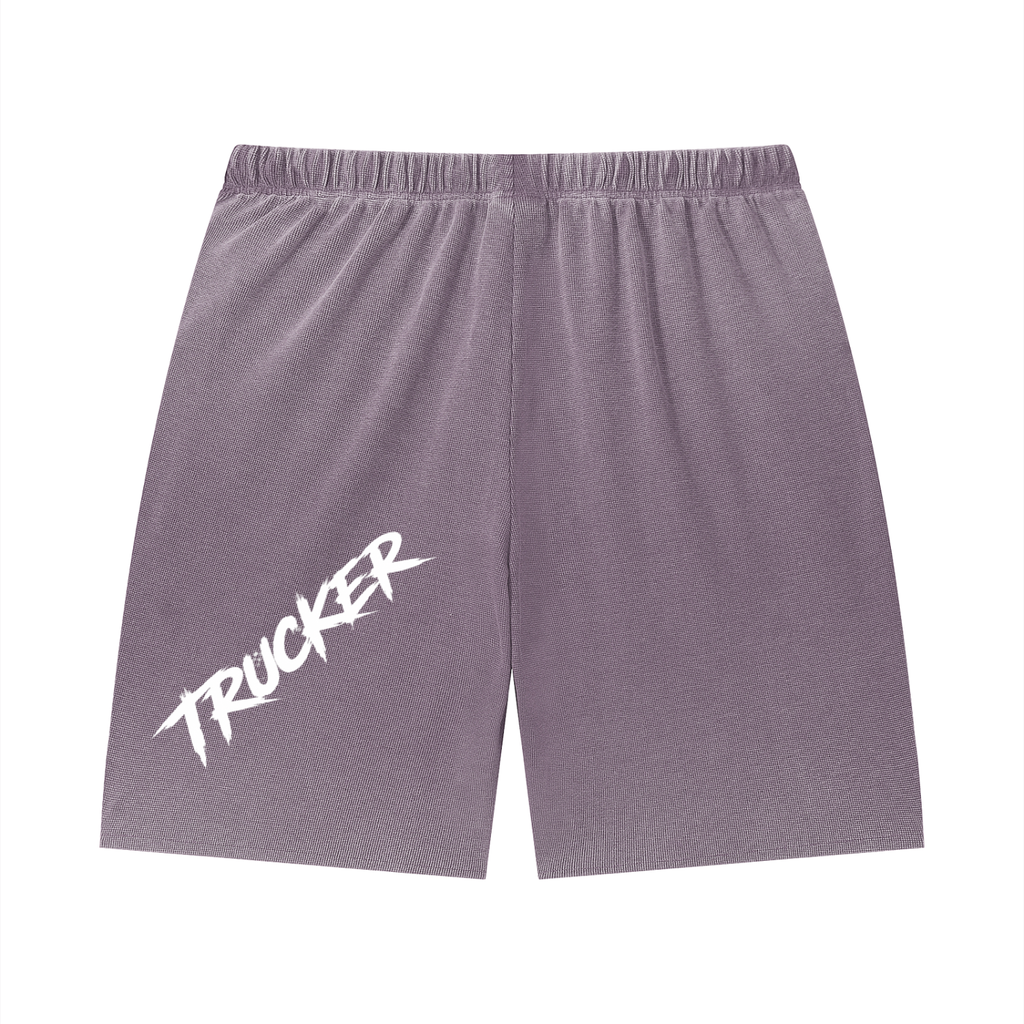 Unisex Vintage Wash Sunfade Waffle Raw Hem Shorts