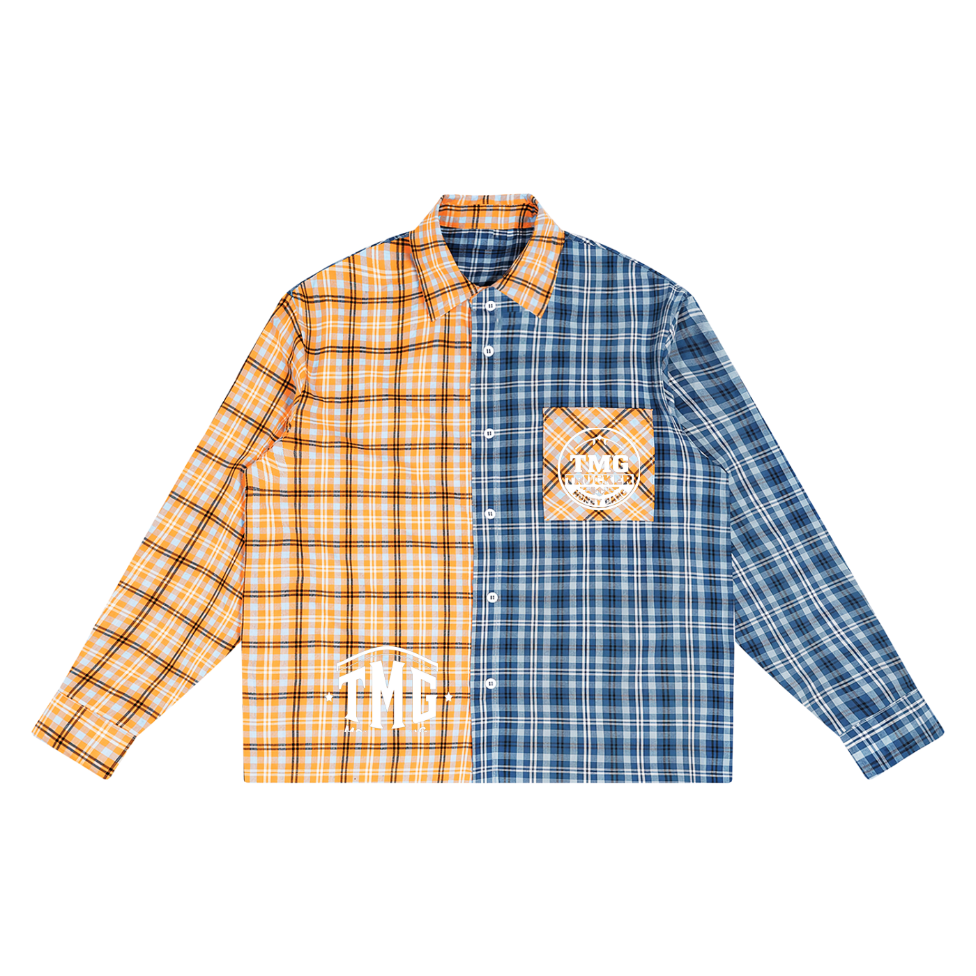 Unisex Oversized Plaid Color Block Shirt