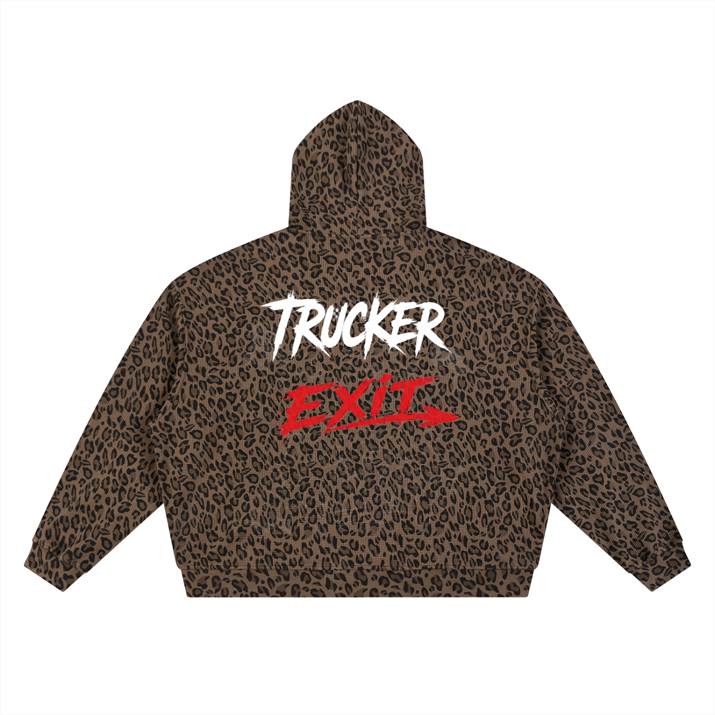 Unisex Leopard Print Waffle Full Zip Hoodie