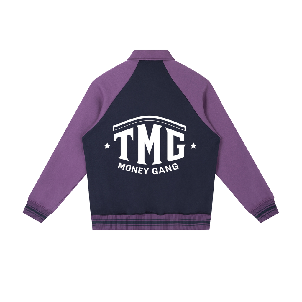Contrast Raglan Sleeve Baseball Jacket