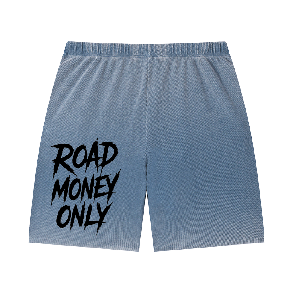 Unisex Vintage Wash Sunfade Waffle Raw Hem Shorts