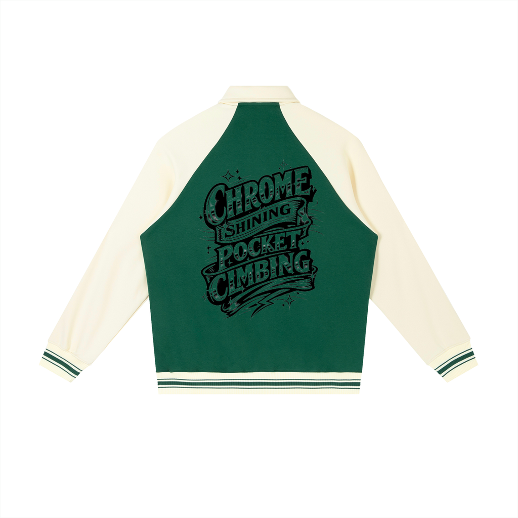 Contrast Raglan Sleeve Baseball Jacket