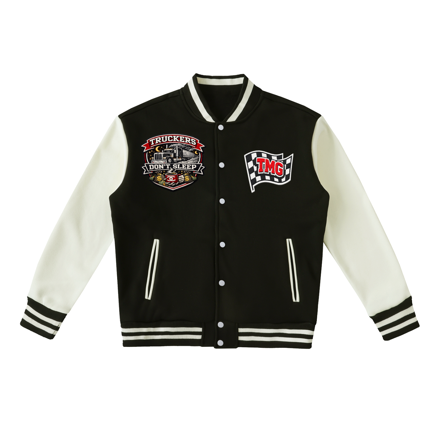 Two-Tone Fleeced Varsity Jacket