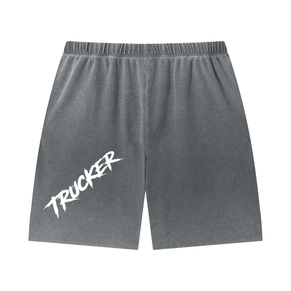 Unisex Vintage Wash Sunfade Waffle Raw Hem Shorts