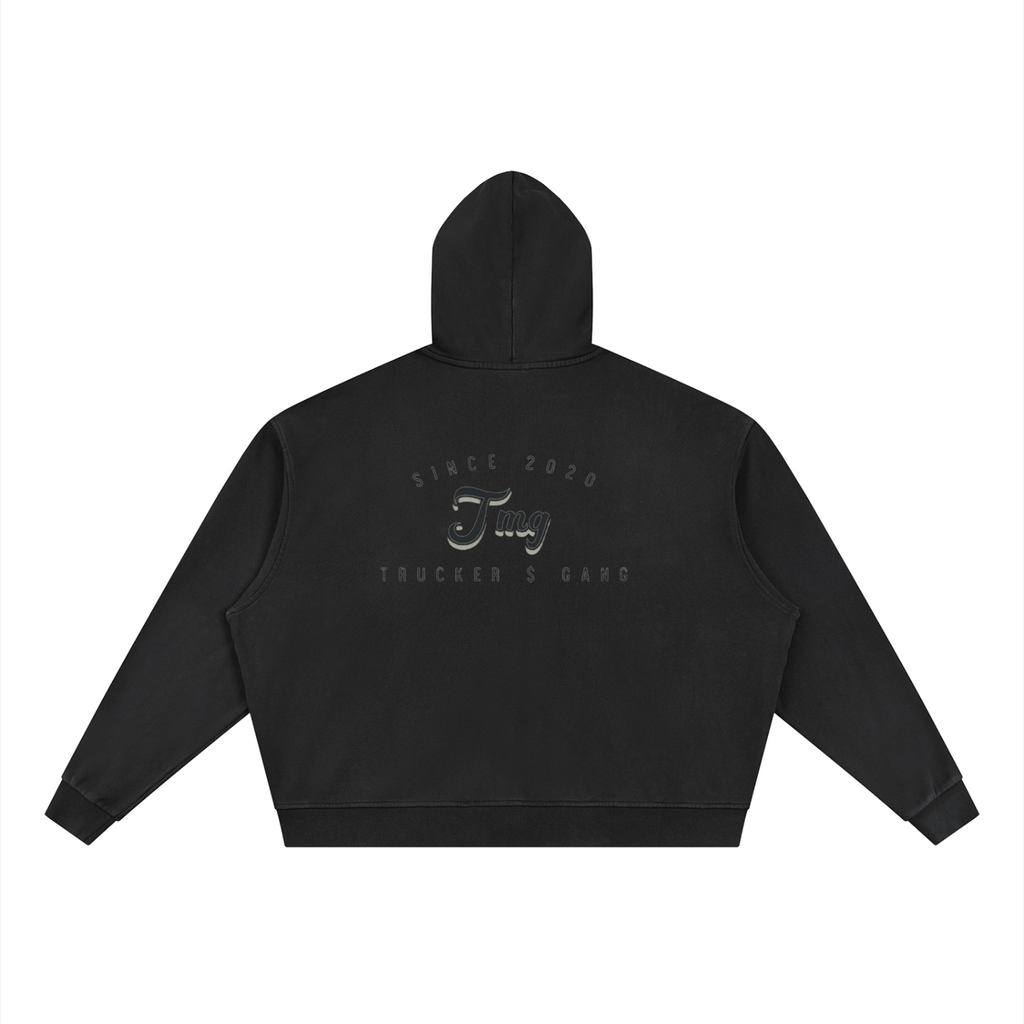 Unisex Vintage Wash Full Zip Boxy Hoodie