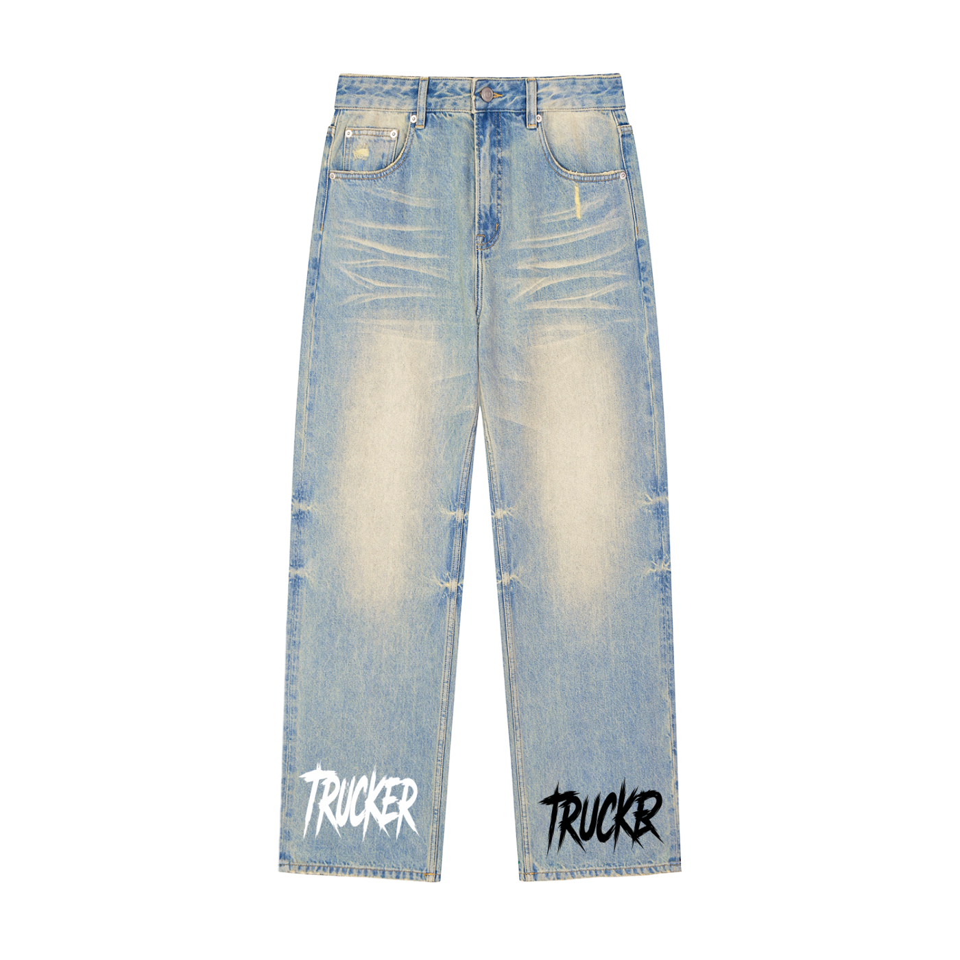 Sun Fade Raw Hem Denim Jeans
