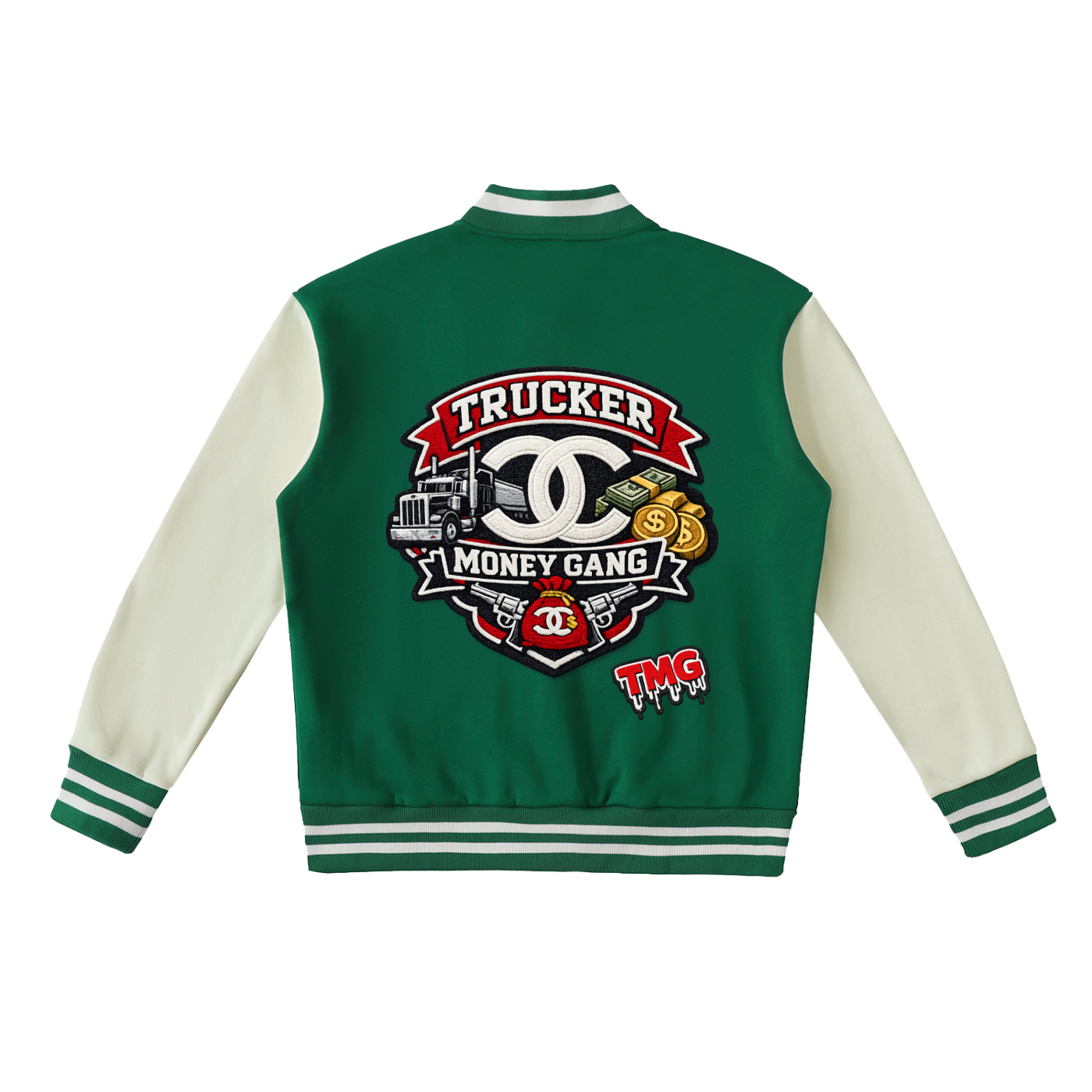 Two-Tone Fleeced Varsity Jacket