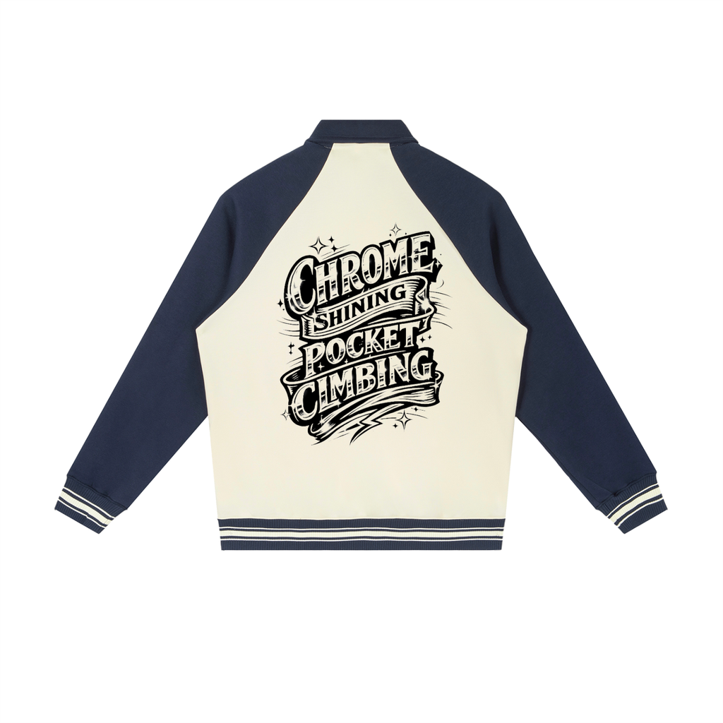 Contrast Raglan Sleeve Baseball Jacket