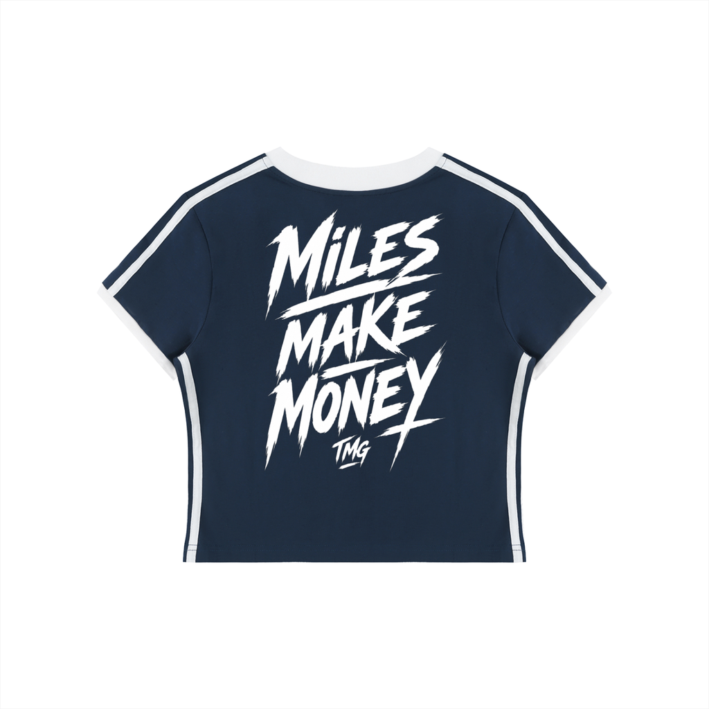 Women's Retro Binding V-Neck Crop T-Shirt