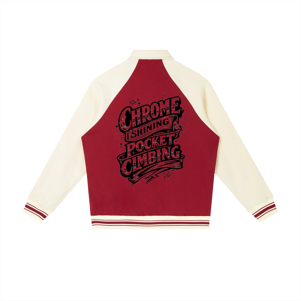 Contrast Raglan Sleeve Baseball Jacket