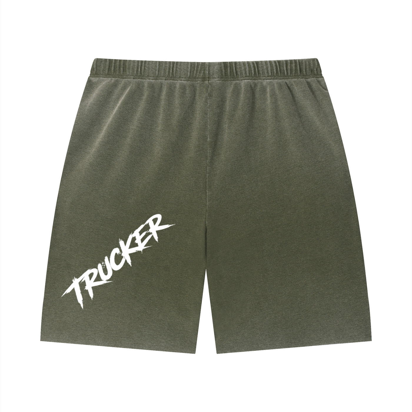 Unisex Vintage Wash Sunfade Waffle Raw Hem Shorts