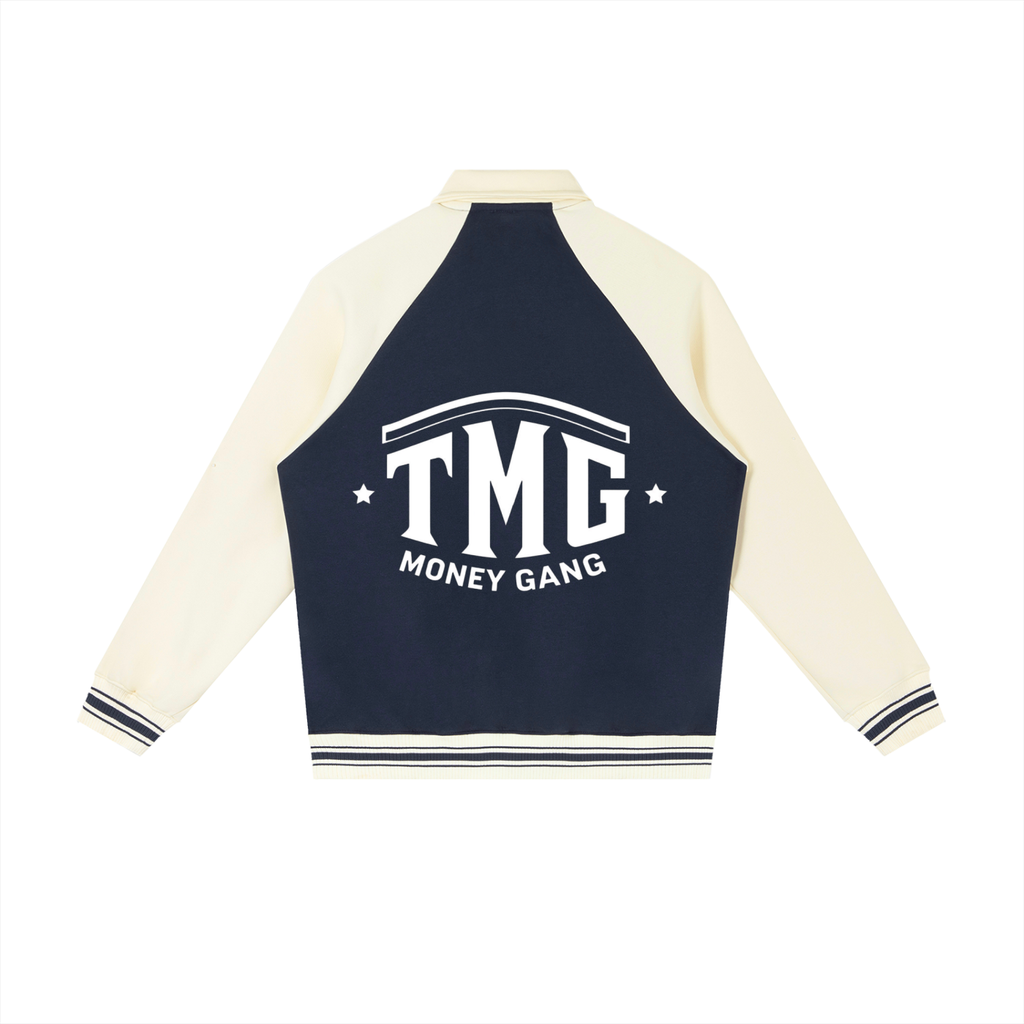 Contrast Raglan Sleeve Baseball Jacket
