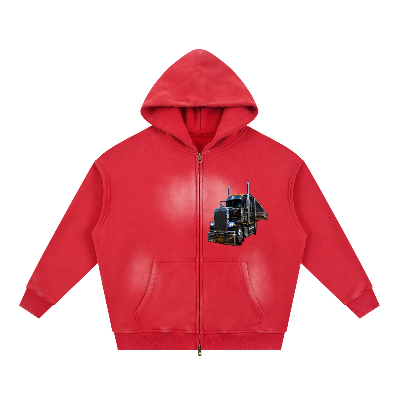 Sunfade Two-way Zipper Boxy Fleece Hoodie