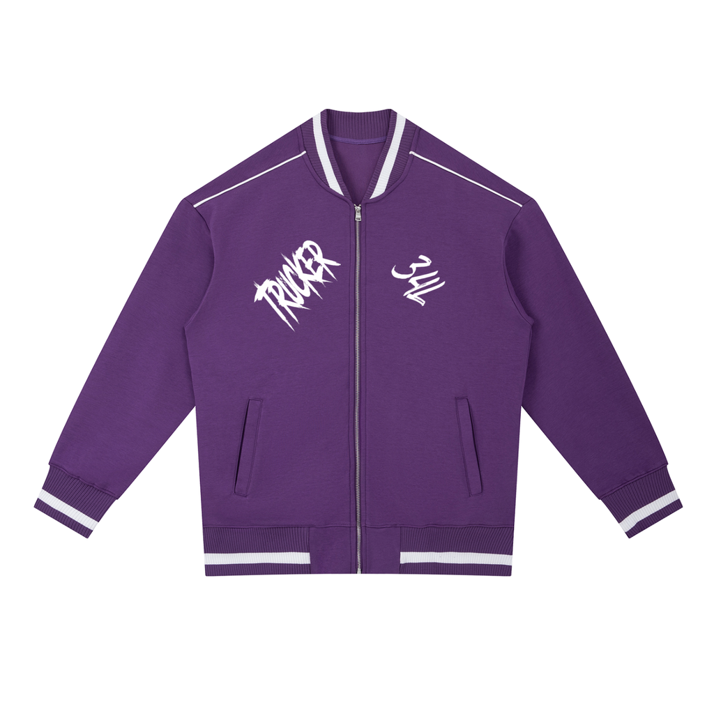Contrast Piping Zip Bomber Jacket