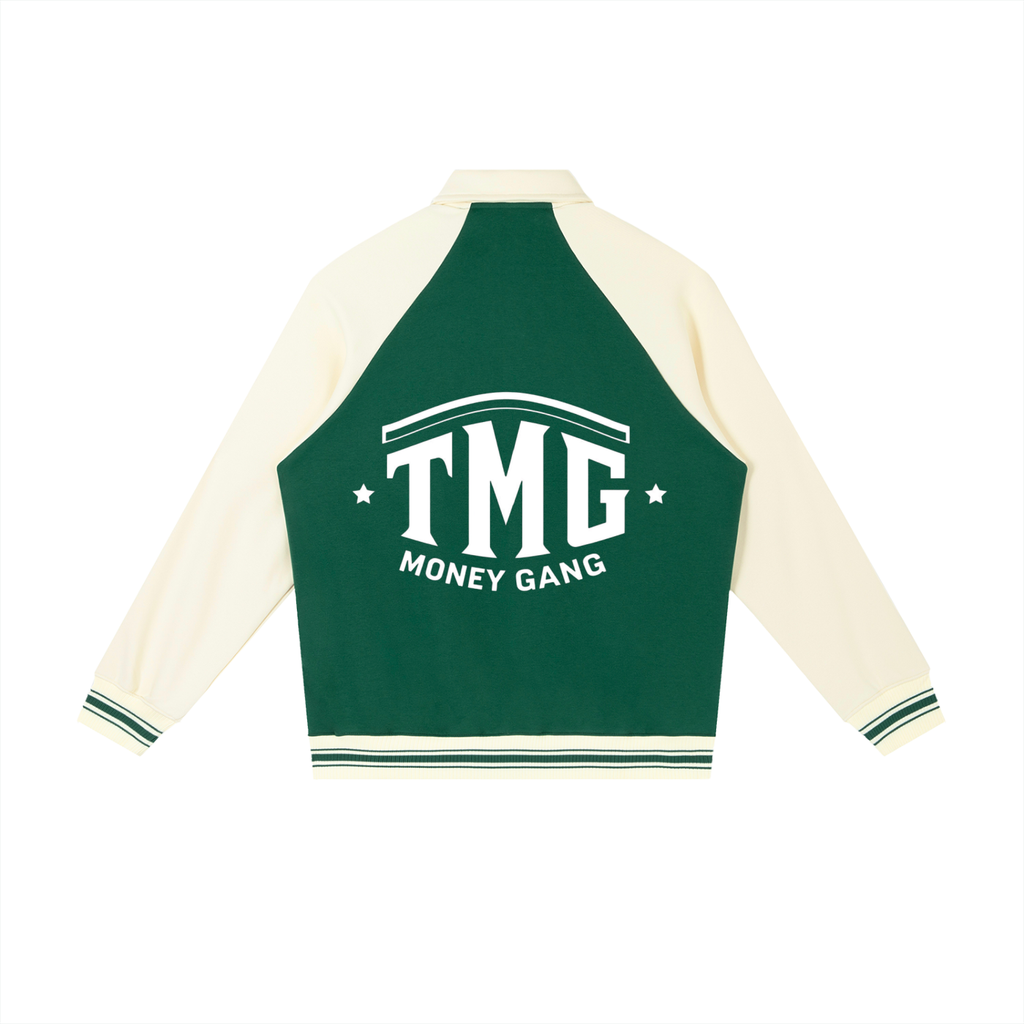 Contrast Raglan Sleeve Baseball Jacket