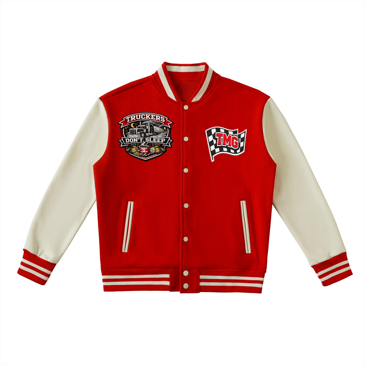 Two-Tone Fleeced Varsity Jacket