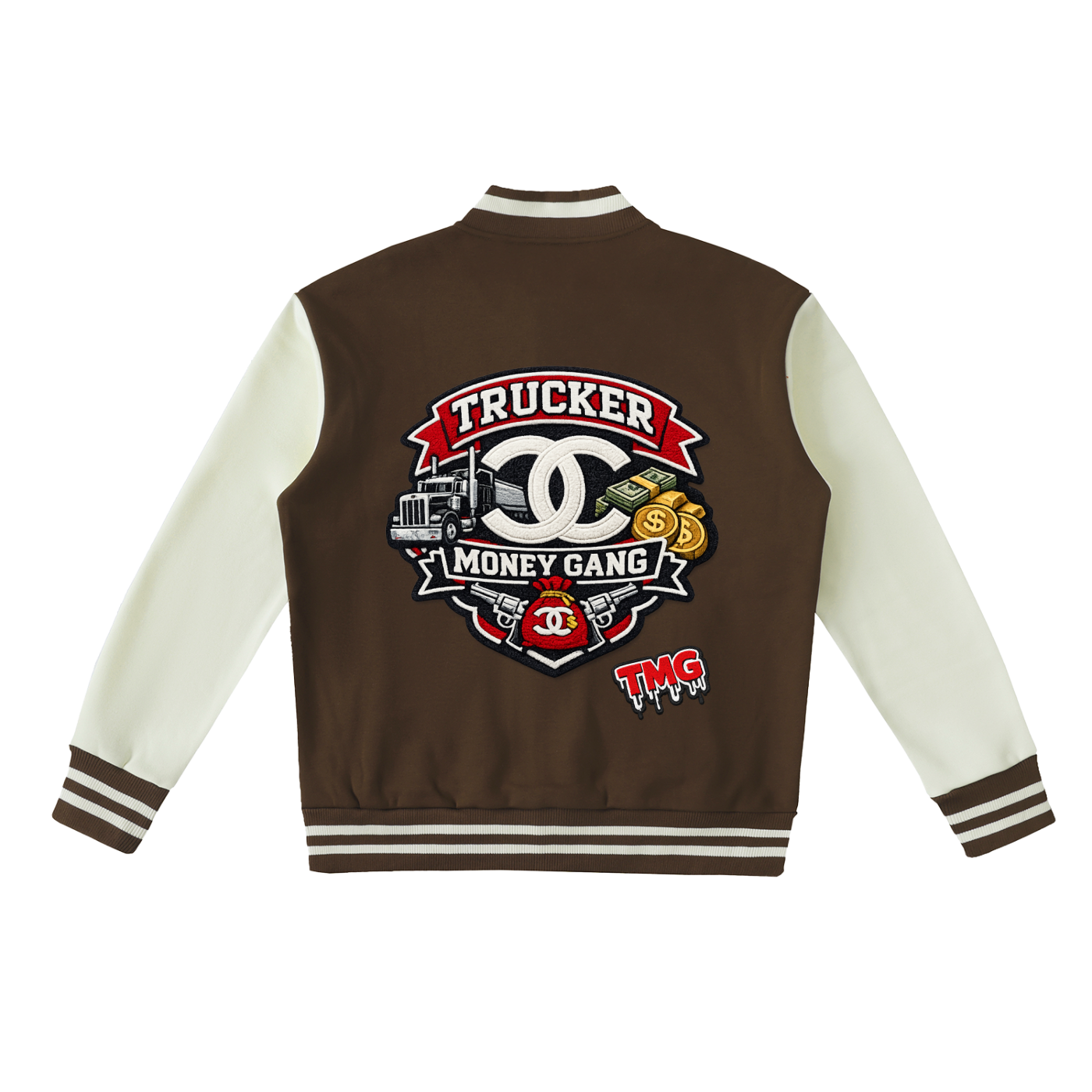 Two-Tone Fleeced Varsity Jacket