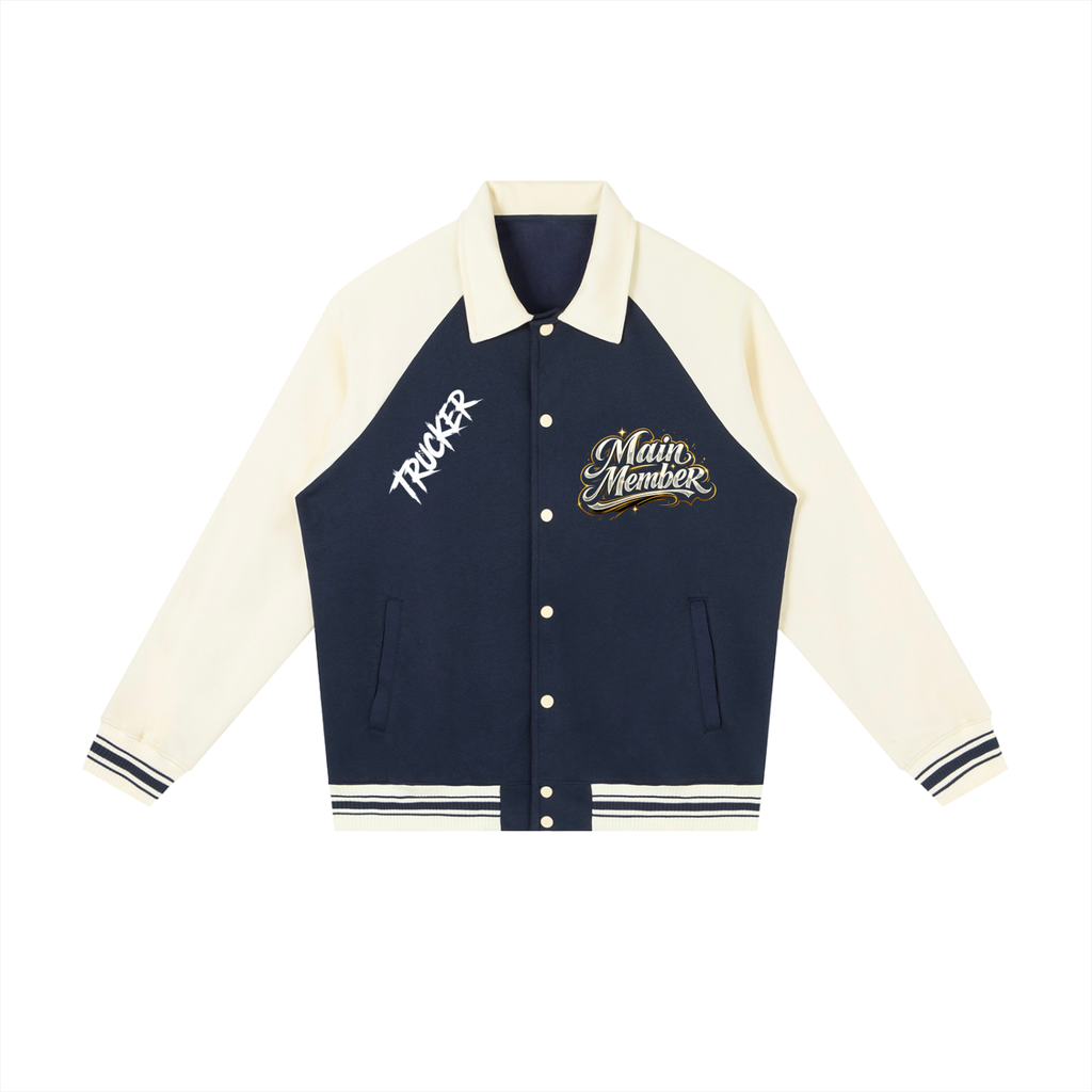 Contrast Raglan Sleeve Baseball Jacket