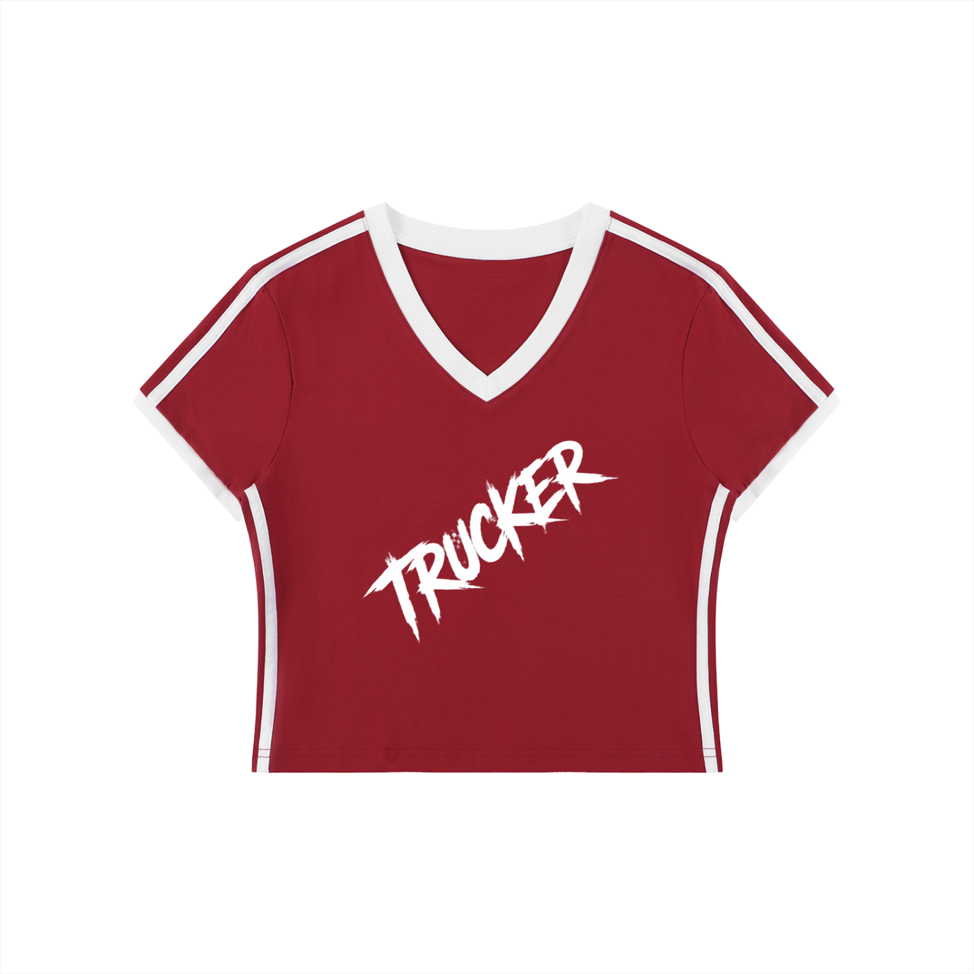 Women's Retro Binding V-Neck Crop T-Shirt